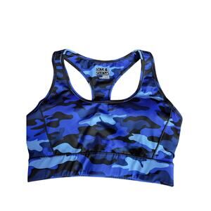 Love & Sports Sport‎ Bra L (12-14) Pullover Blue Camo Wireless Padded